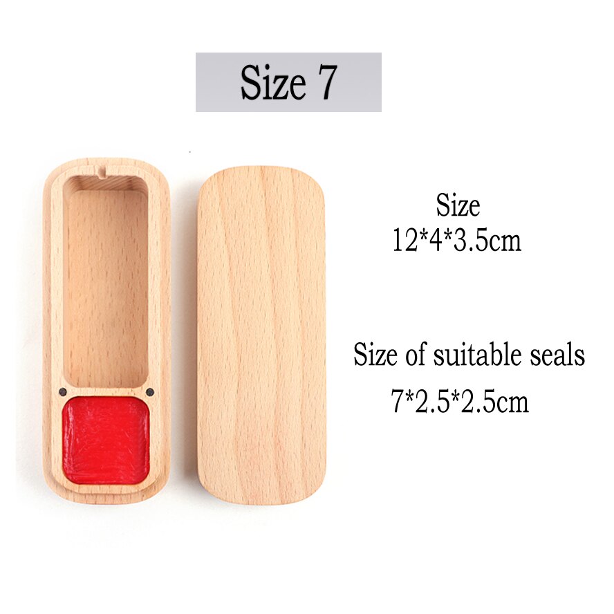Natural Beech Seal Box Portable Stamp Storage Box Red Inkpad Art Painting Calligraphy Supplies Box: Size 7