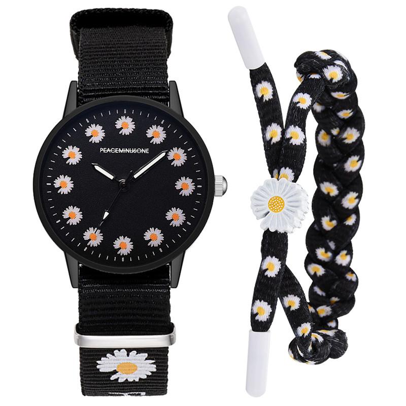 Kleine Daisy Armbanduhr Frauen Nylon Strap Kleid Quarzuhr Einfache Wilden Freundinnen Paar Uhr Geburtstag Frauen: l Bracelet