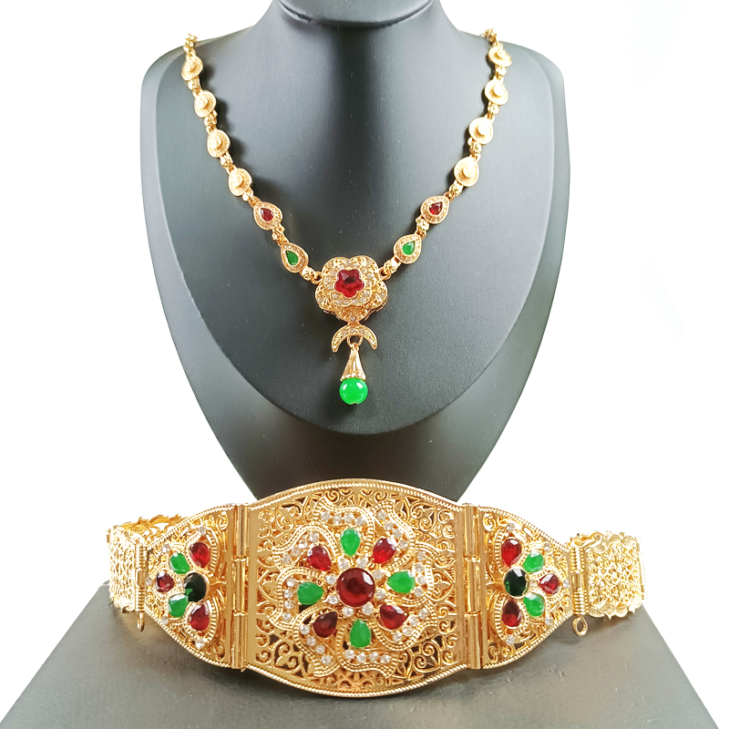 Classica donna francese luna goccia collana cintura da sposa stile marocchino collana donna araba gioielli sposa giapponese regalo moglie: set 3