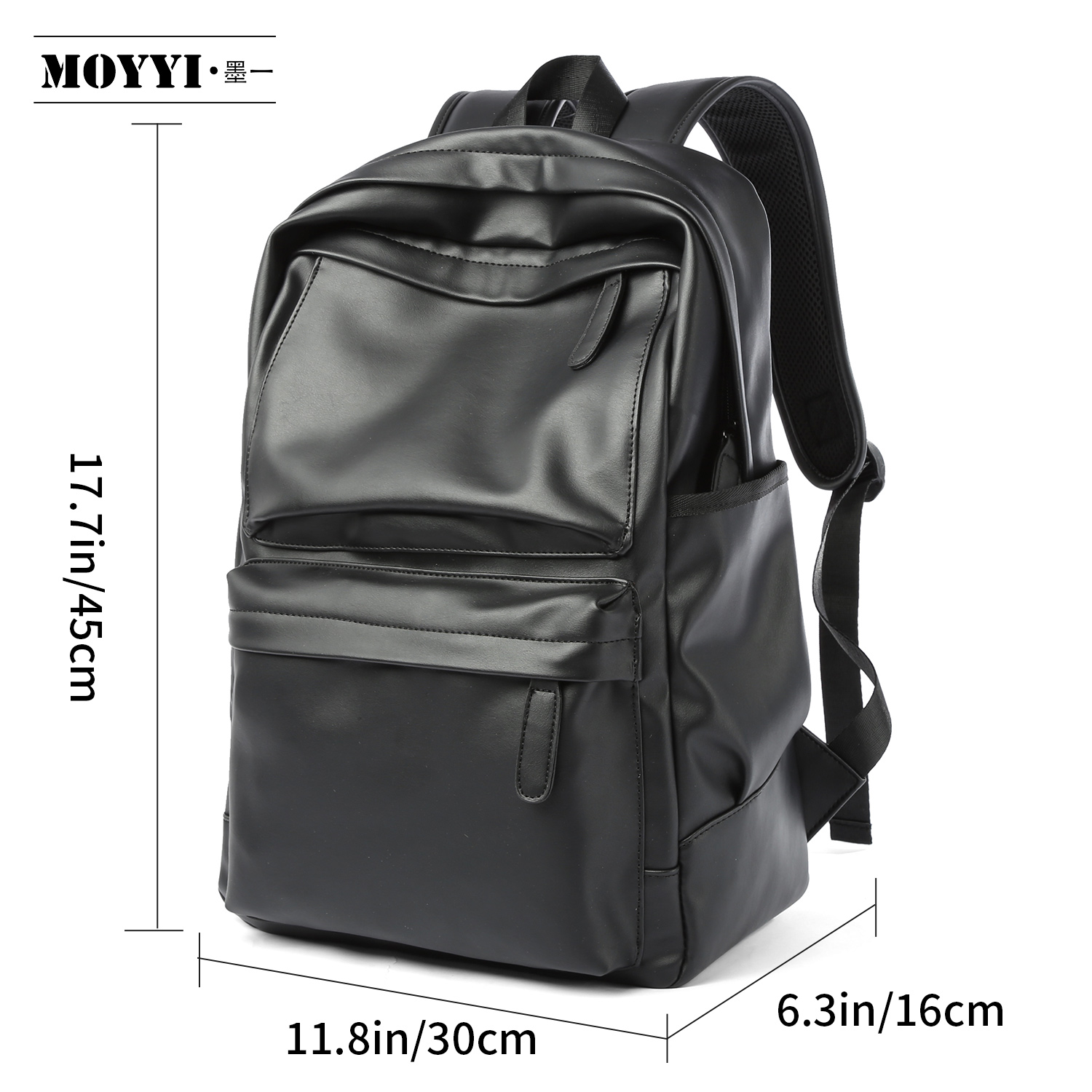 MOYYI Men Leather Backpack Waterproof 14 inch Laptop Backpacks with USB for Teenager Travel Sport Male Mochila: Blue