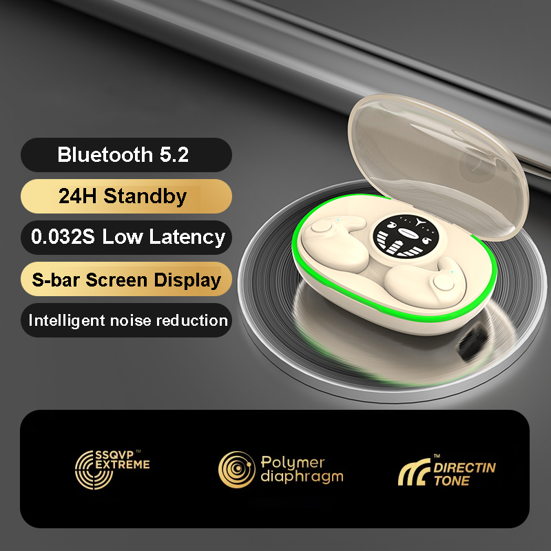 Bluetooth 5.3 Invisible Sleep Earphones Mini Wireless Headphones IPX5 Waterproof Noise Reduction Earbuds Touch Control Headsets: Blue