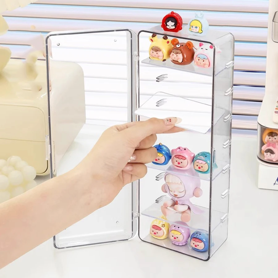 A Multi-layer Dust-proof Storage Box with A Cute Little Display Box Transparent with Lid Dividers Are Adjustable 8 Layers