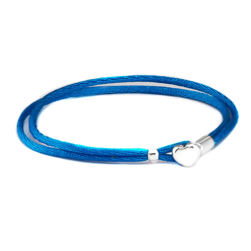 Farverigt stof ledning hjerte spænde armbånd 925 sterling sølv smykker armringe til kvinde smykker fremstilling armbånd & armring