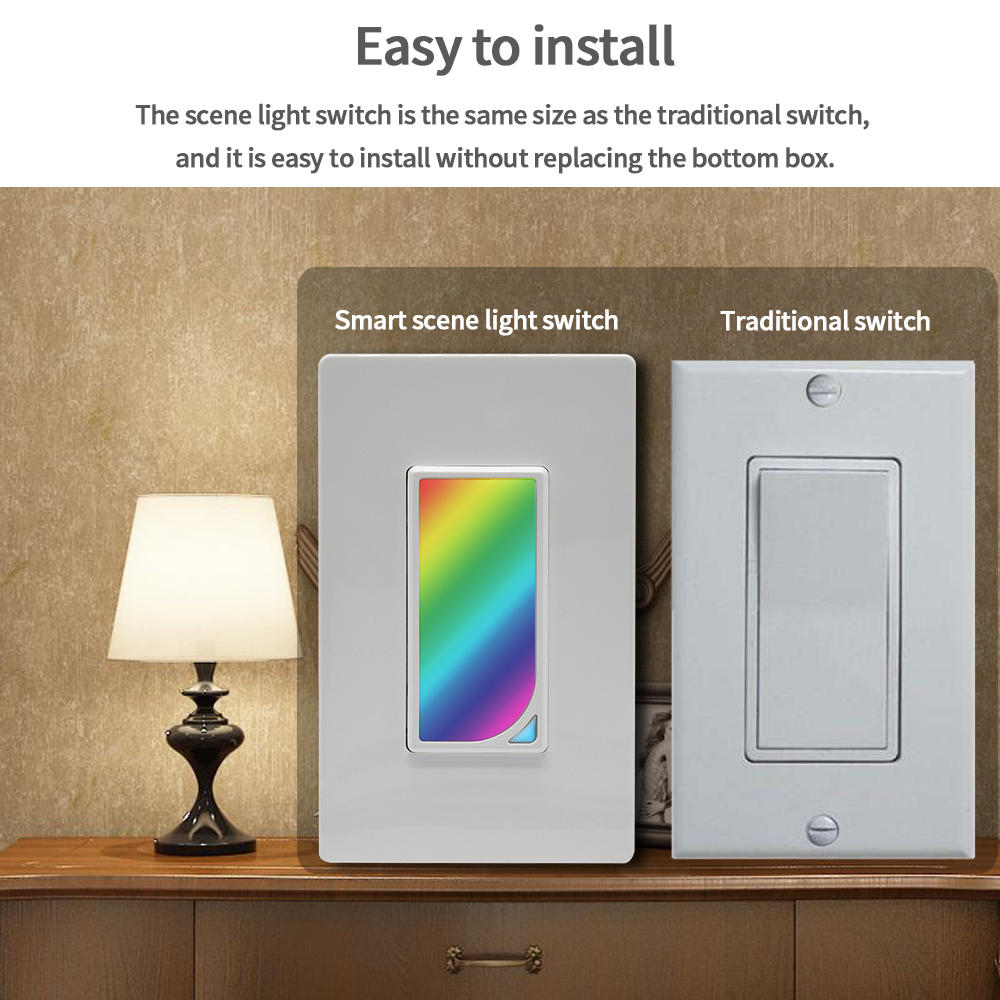US WiFi Smart Wall Switch Push Button Timer Relay Switch Voice Remote Control RGB LED Night Light Lamp TUYA Alexa Google Home