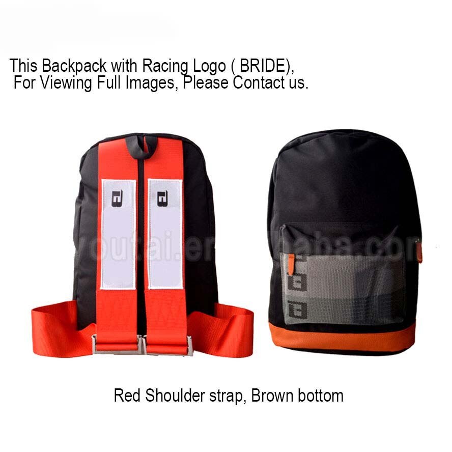 JDM Racing Style Bride Fabric Backpack Bride Seats Fabric Material Backpack Bag: RedBRIDEEE