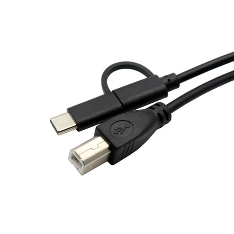 Micro usb 2.0 +  type c han til usb 2.0 type-b han otg kabel til telefon printer scanner elektronisk klaver og elektronisk tromme