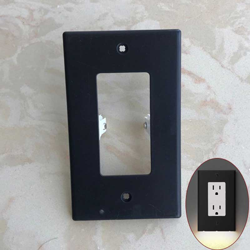 Duplex Electrical Outlet Modern Plugboard Plug-In Electrical Receptacle Wall Plate With LED Night Lights - Auto On/Off Sensor: Lavender