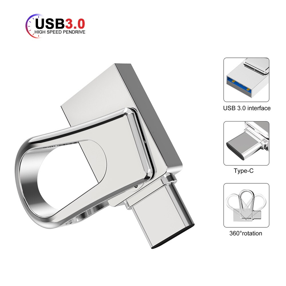 TOPESEL-memoria USB 2 en 1 OTG, USB-C vs USB 3,0, unidad Flash tipo C para ordenador portátil/MacBook/tableta/teléfono