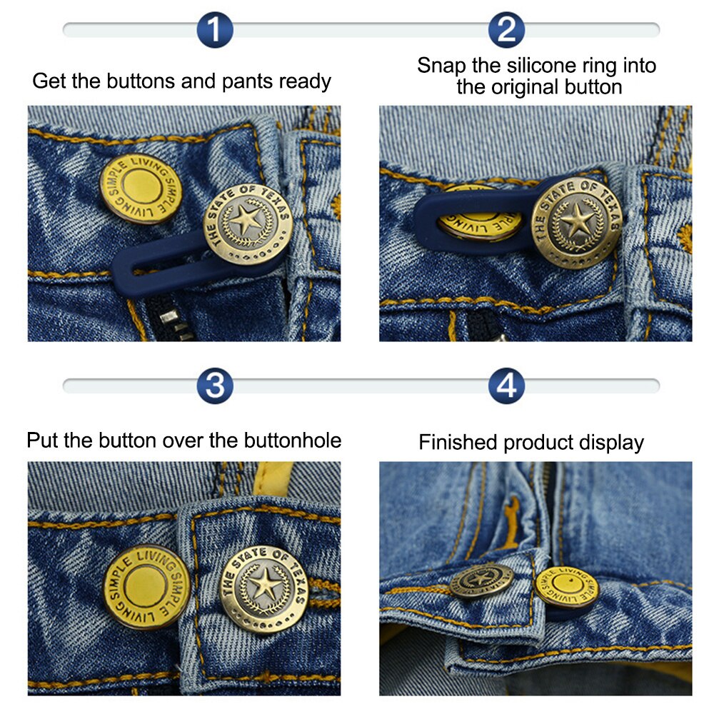 5PCS Retractable Buckles Metal Buttons Jeans Waist Extender Adjustable Disassembly Free Sewing Buttons for Clothing Jeans Pant