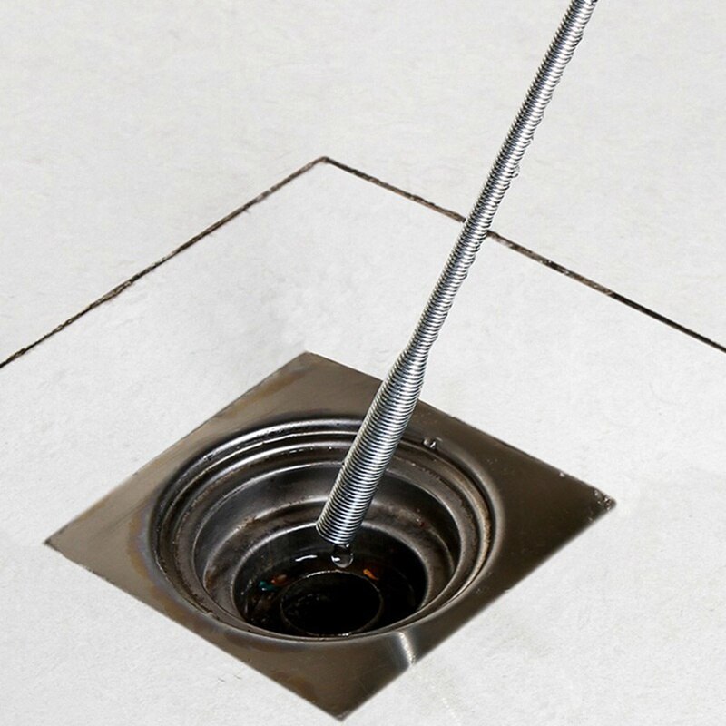 60cm Sewer Dredger Spring Pipe Dredging Tool Dredge Unblocker Drain Clog Tool for Kitchen Bathroom Sink Sewer Cleaning Hook