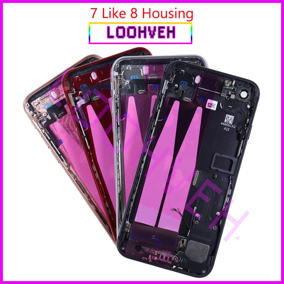 Capa traseira do chassi para iphone, capa para iphone 7, 7 plus, como 8 ou 8 plus, x capa + adesivo da bateria livre
