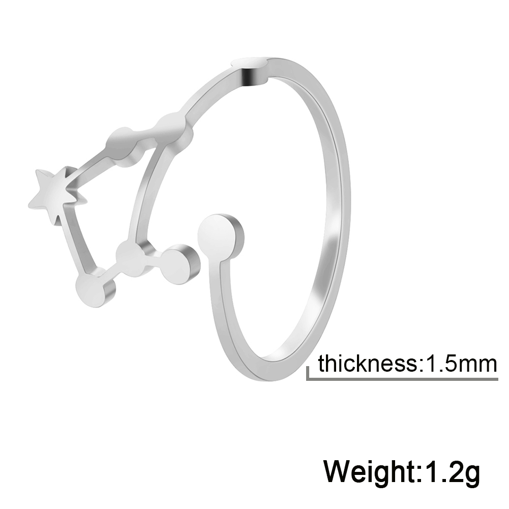 COOLTIME 12-Sternbild-Damenring, Edelstahl, Sternzeichen, verstellbare Ringe, Löwir, Jungfrau, Waage, Fische, Schmuck, Geburtstagsgeschenk