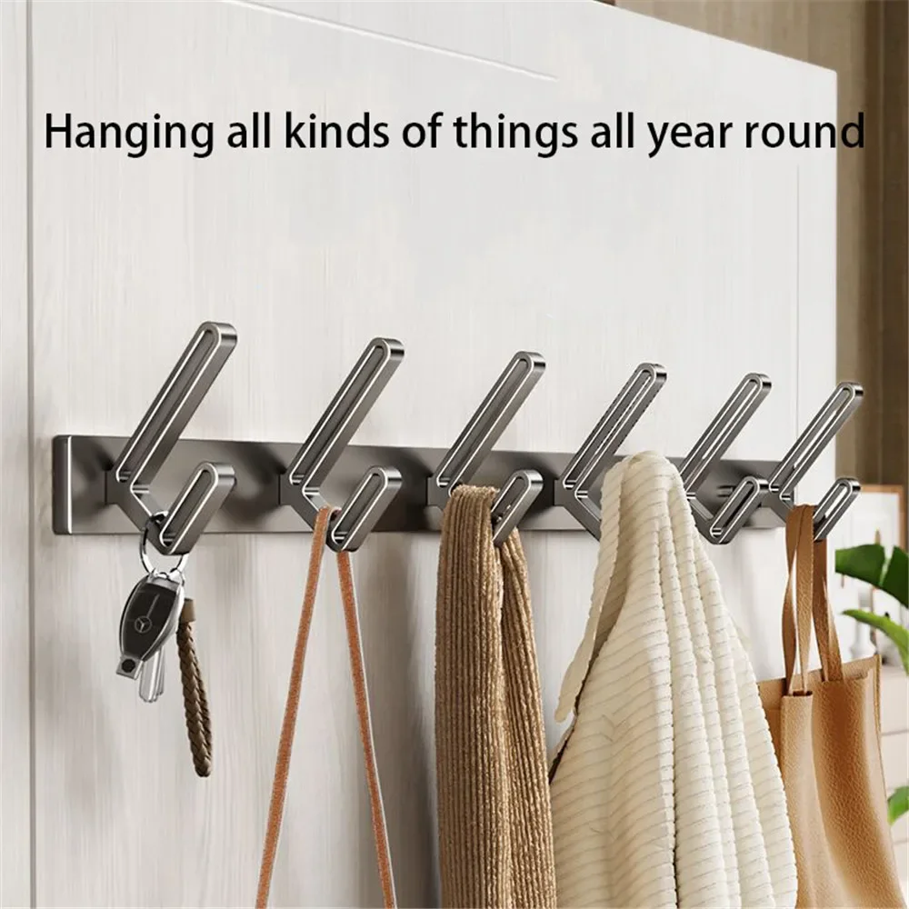 Perchero de aluminio con 7/8 ganchos, perchero largo montado en la pared para ropa, colgador para sombrero, organizador de llaves, ganchos para dormitorio, sala de estar y baño
