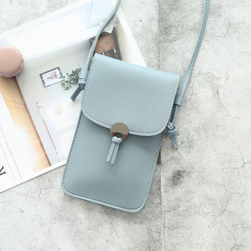 Phone Bag For Women Shoulder Transparent Bag Card Holders Girl Handbag Ladies Clutch Phone Wallets Purse: LIGHT BLUE