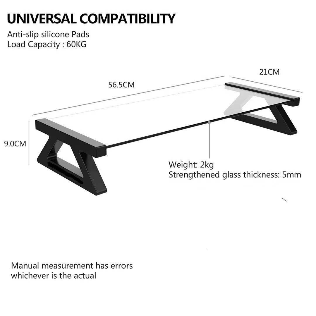 Computer monitor stand base dual card position computer tempered glass desktop heat dissipation storage USB expansion stand: No USB transparent