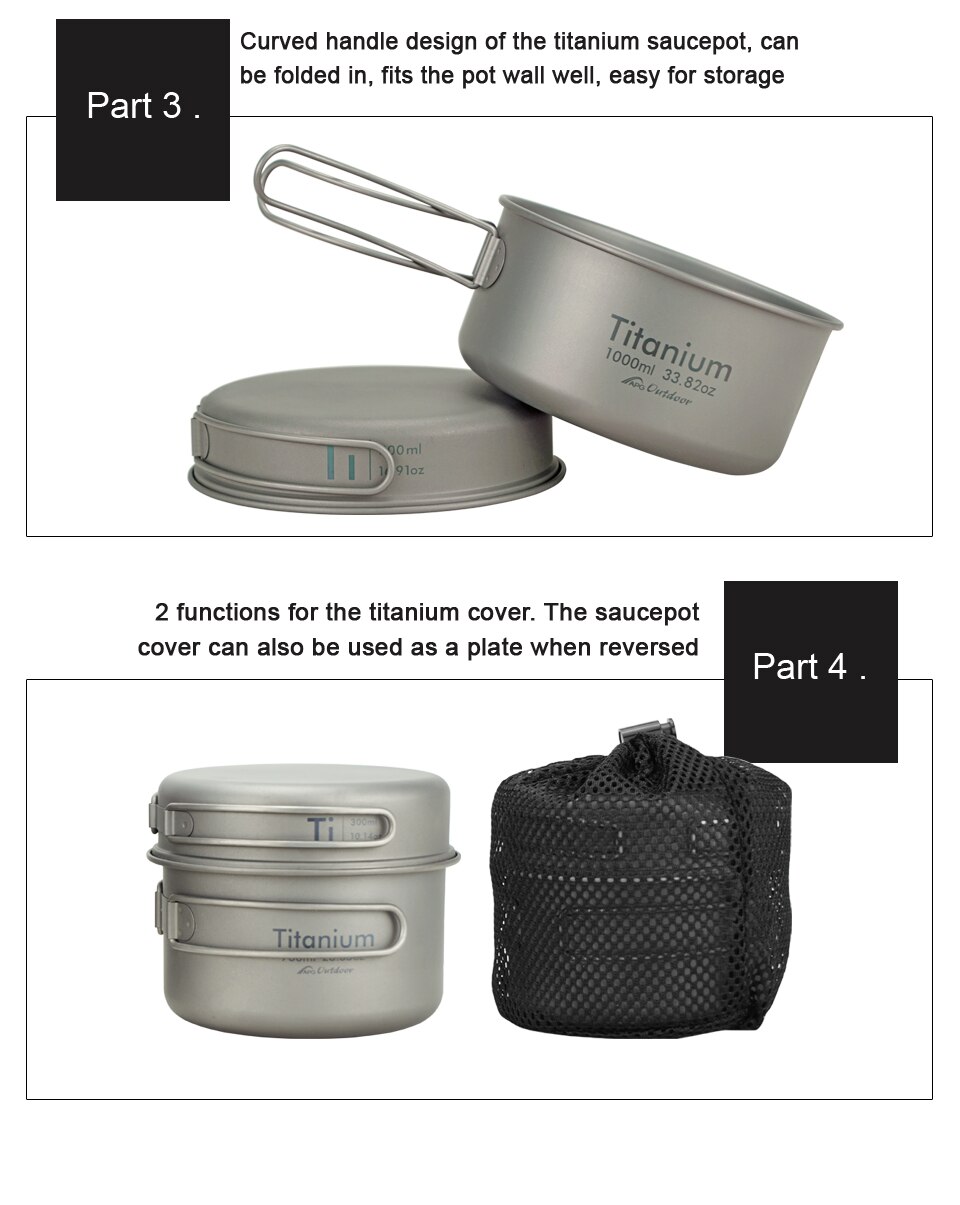 APG newest ultralight titanium pan and outdoor camping titanium pan enhancing the body resistance