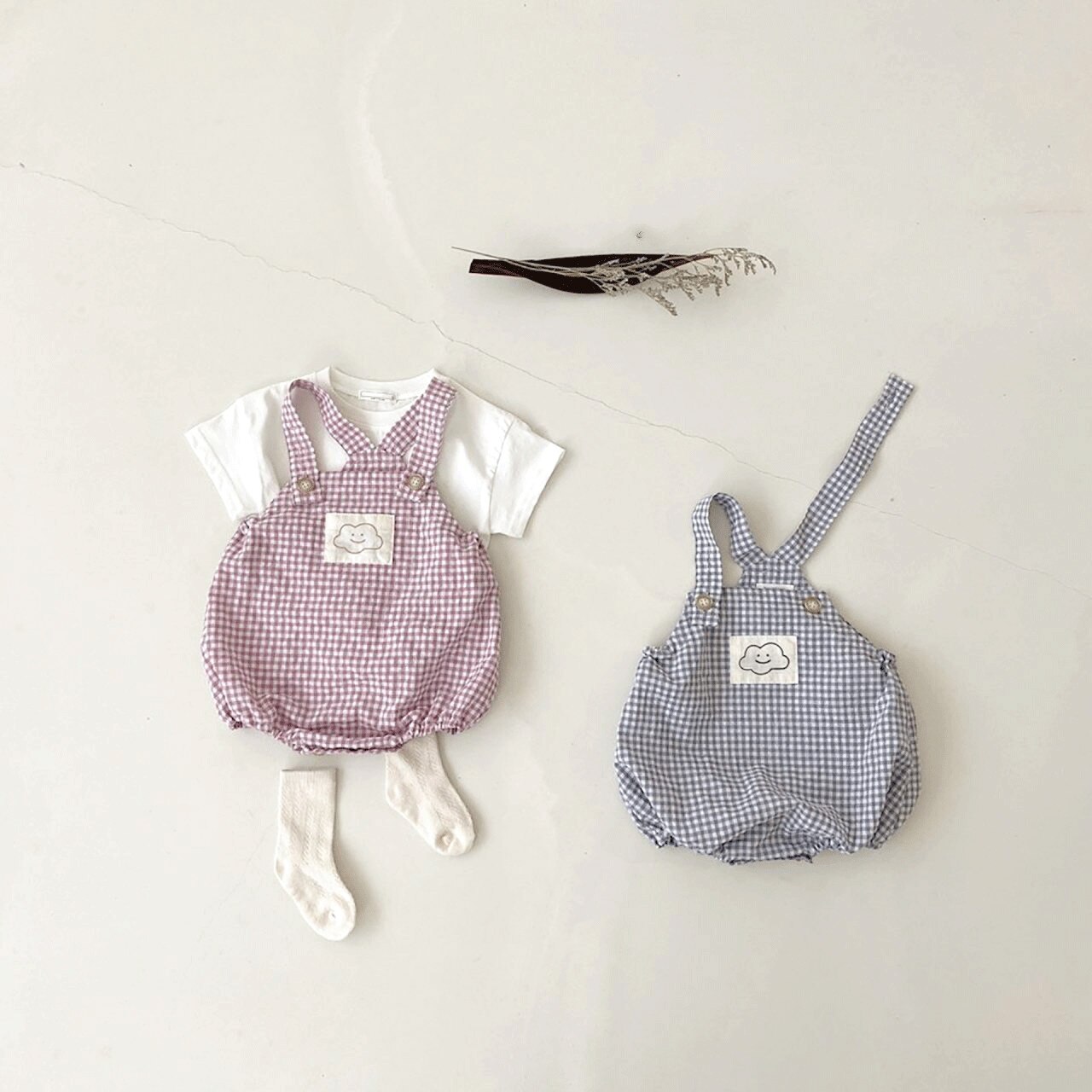 Vêtements pour -né, pantalon à bretelles pour bébé, à carreaux, pour garçon et fille, pour été, 7891,