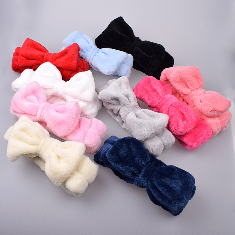 Diademas para el pelo para lavar la cara, diadema con lazo de lana Coral suave y cálida para mujeres y niñas, turbante, accesorios para el cabello de