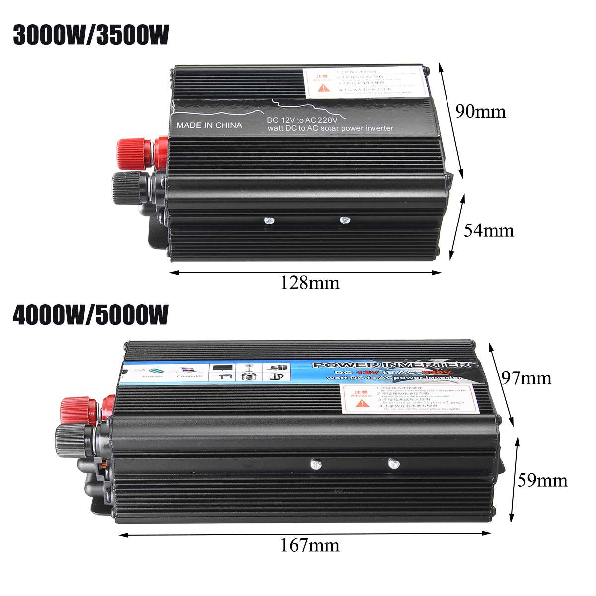 DC 12V to AC 220V Inverter MAX 5000W Watt Portable Car Power USB Inverter Charger Converter Adapter Modified Sine Wave
