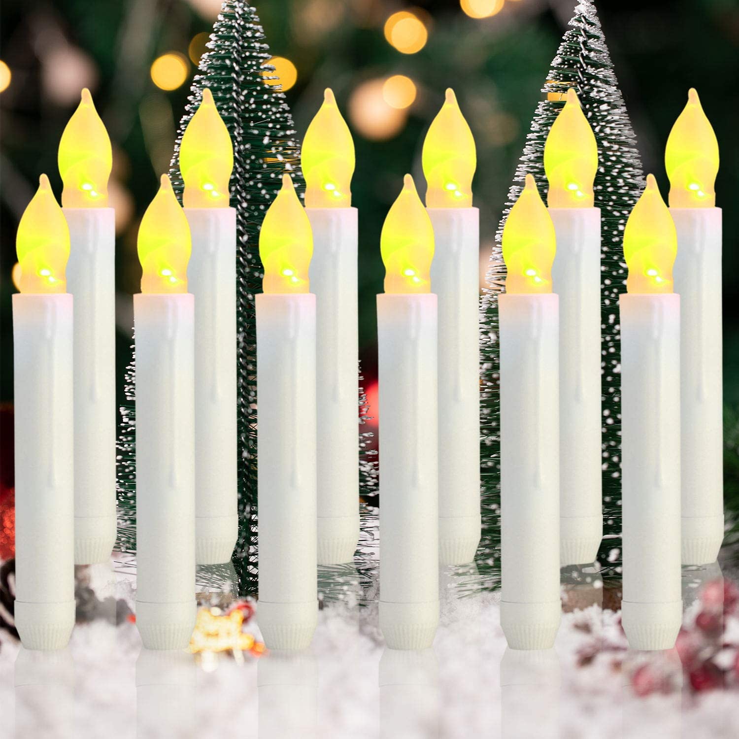 12PCS Flameless LED Taper Candles Lights, Battery Operated Candlesticks with Warm Yellow Flame, Dripless Taper Candles