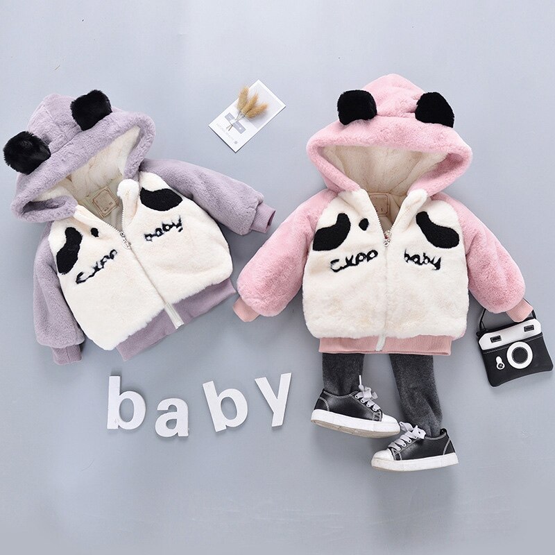 Warme Winter Mädchen Jungen Verdicken Parkas Samt Mantel Kinder Kinder Baby Kleinkinder Faux Pelz Cartoon Mit Kapuze Mäntel Jacken Outwear WT898