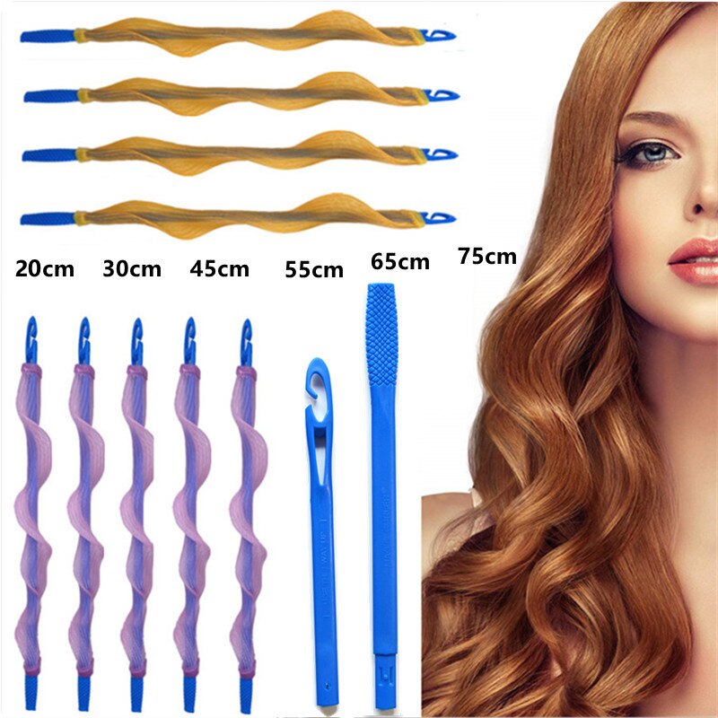 Bigodini morbidi dei bigodini dei capelli per le donne onde senza spirale di calore riccioli rotondi 6 diverso dimensioni 18 pz/impostato