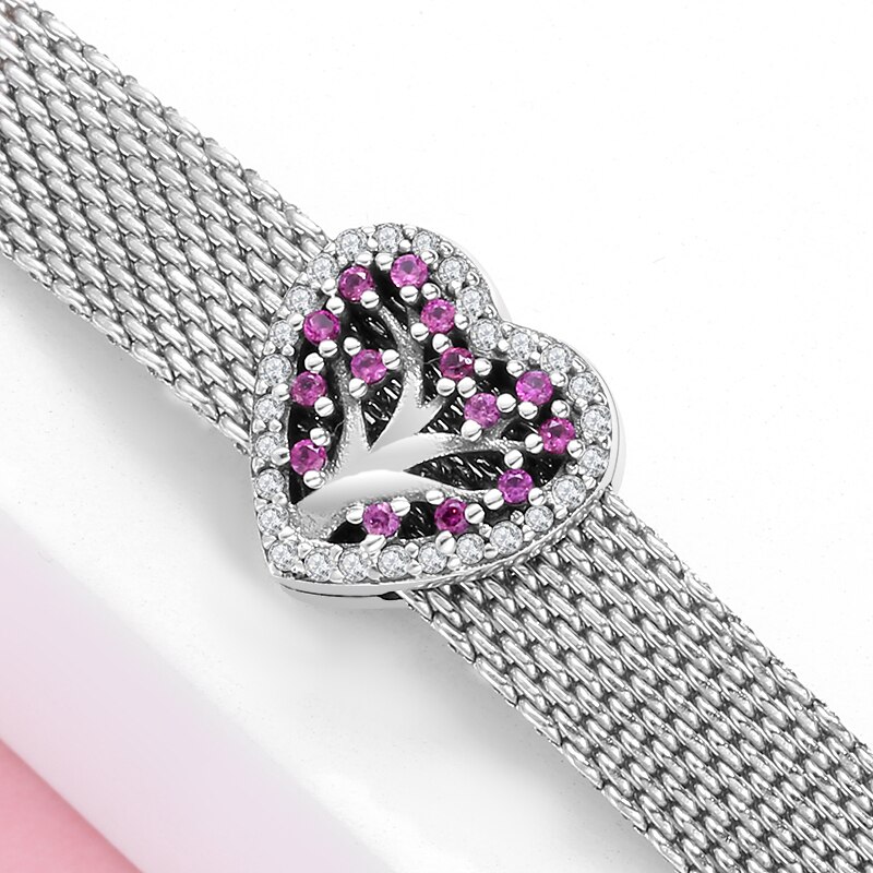 Berlocker för armband smycken att göra 925 sterling silver hjärtform 9 stilklämmor fina berlocker passar original reflexer armband