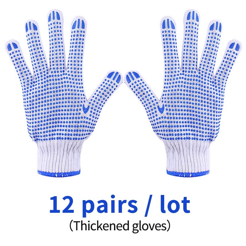 12 pairs Silicone Protective Safety Construction Gloves Multi Function Cut Proof Anti Vibration Glove Construction Factory glove: Thickened(blue)