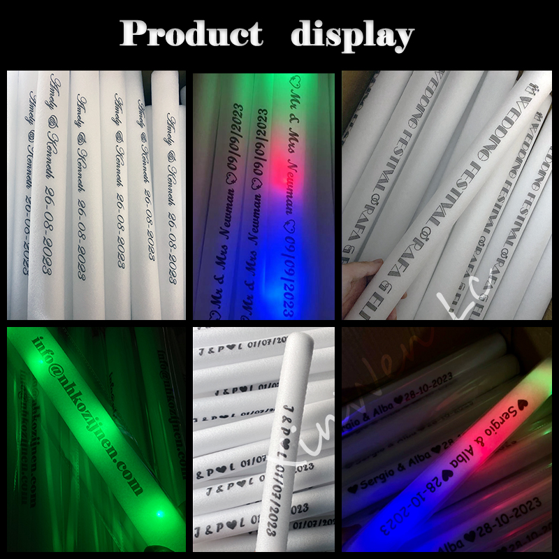 12/15/30/60 st cheer tube-pinnar, ljusstavar, mörkt ljus för fest, bulkfärgade bröllopsdekorationspinnar, skumpinne, rgb led-glöd