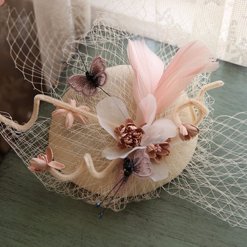 Vrouwen bruiloft hoeden haaraccessoires fascinator hoed herfst winter holle sluier wollen vilt dames fedora's cocktail formele kleding hoeden