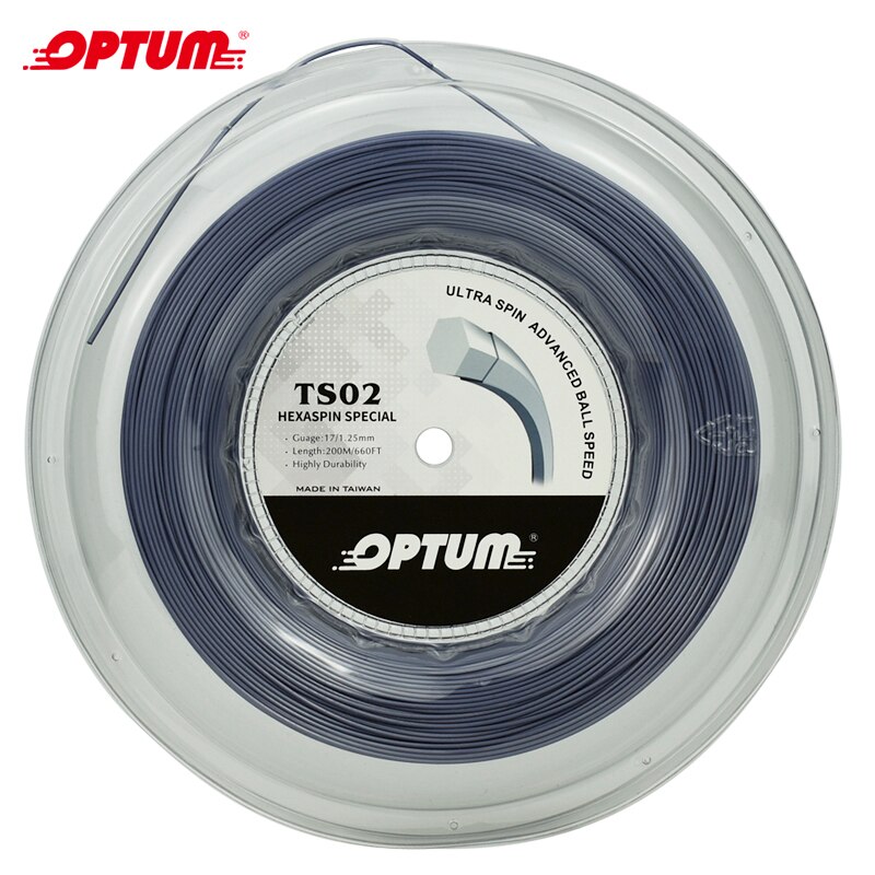 Optum hexraspin especial 1.25mm hexagonal tennis string top-spin poliéster raquete corda torção durável gym string 200 m/carretel