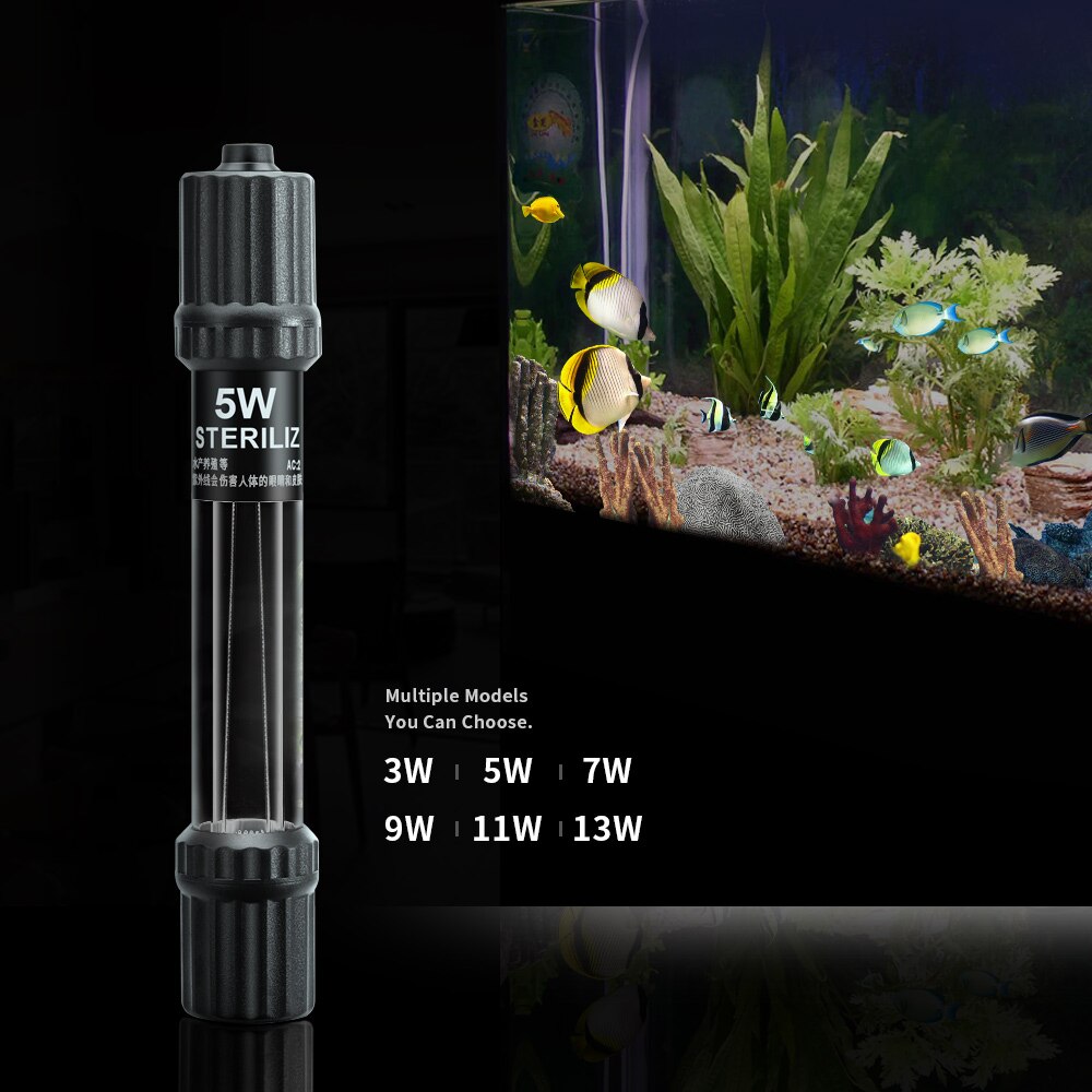 Aquarium Fish Tank UV Lamp Submersible UV Sterilizing Lamps UV Algae Removal Tube Lights Water Clean Green Algae Clear Light