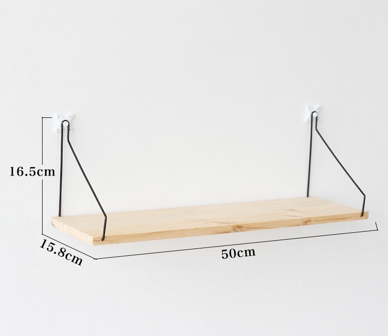 Metal Solid Wood shelf Bracket Support Wall Mounted Storage Rack Home Accessory 30/40/50cm 1pcs: Large 50cm Wooden