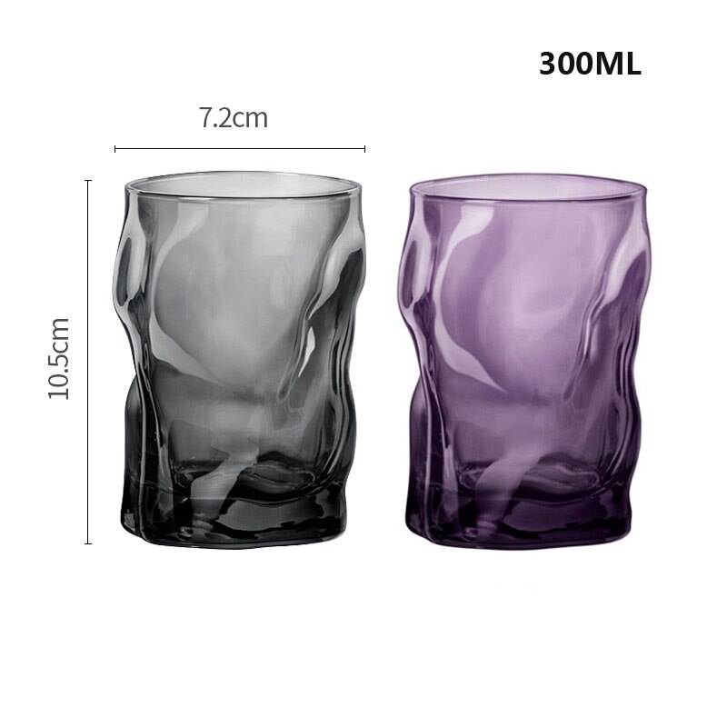 2pcs/300ML glass Cups Cold and transparent Water Cups couples Drinking utensils Wine Cup Bar Hotel Party Drinking ware: Mixcolor 2pcs