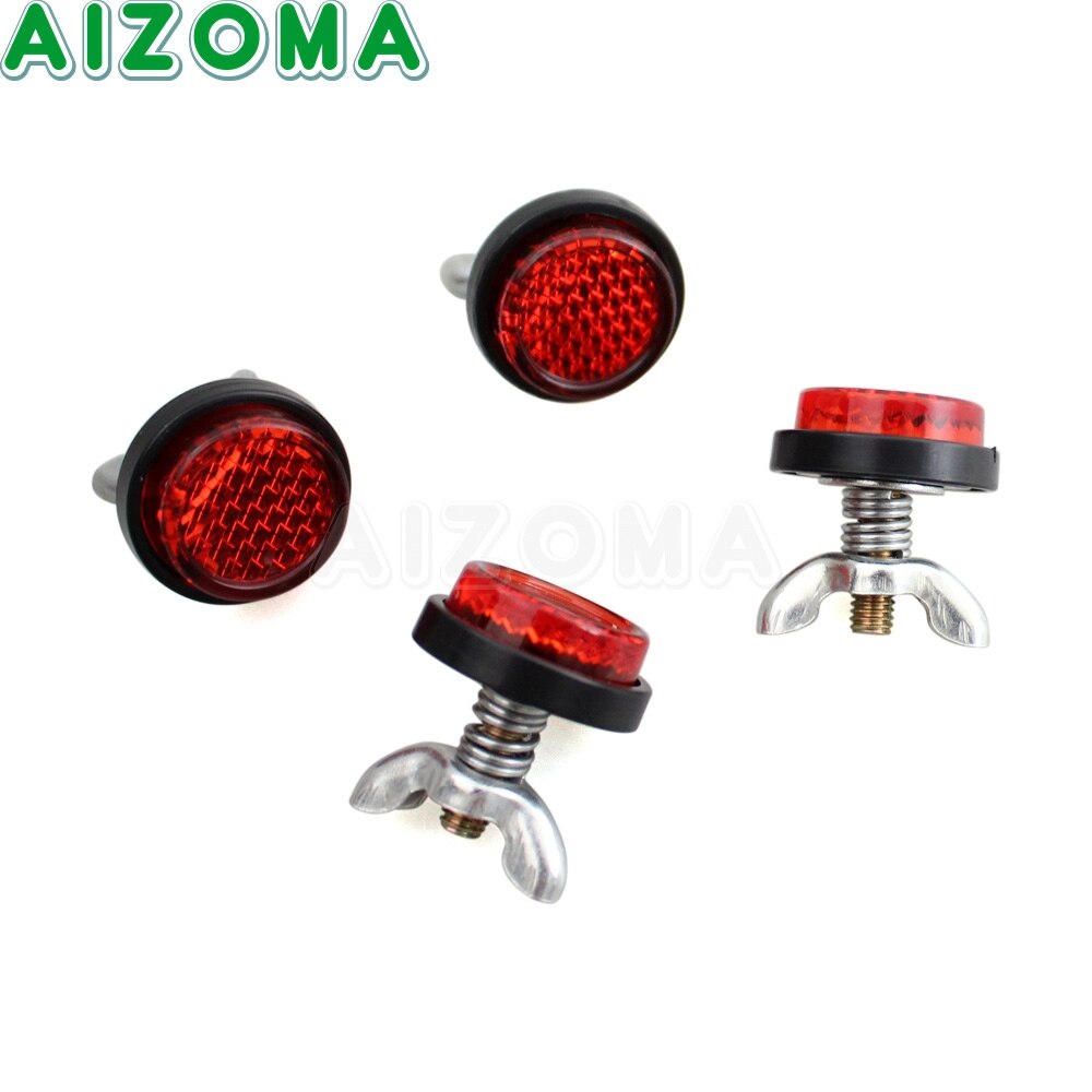 4 Stuks Motorcycle Red Veiligheid Reflectoren Mini Kenteken Plaat Reflector Met Montage Lente Universele