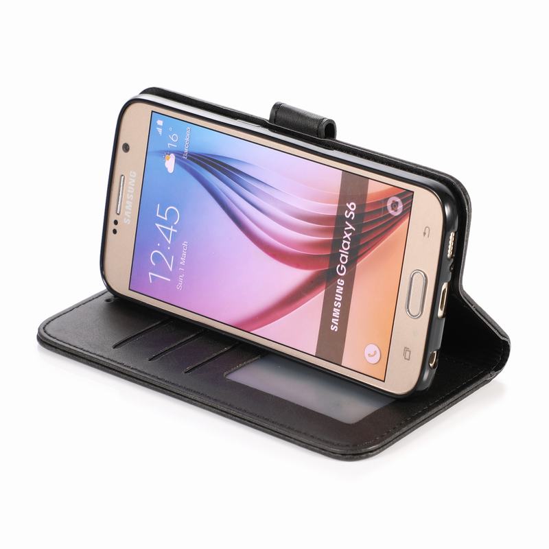 Funda de lujo con cierre magnético para Samsung Galaxy S6 Edge, cartera con cierre magnético, soporte de cuero para teléfono Samsung S 6 S6edge