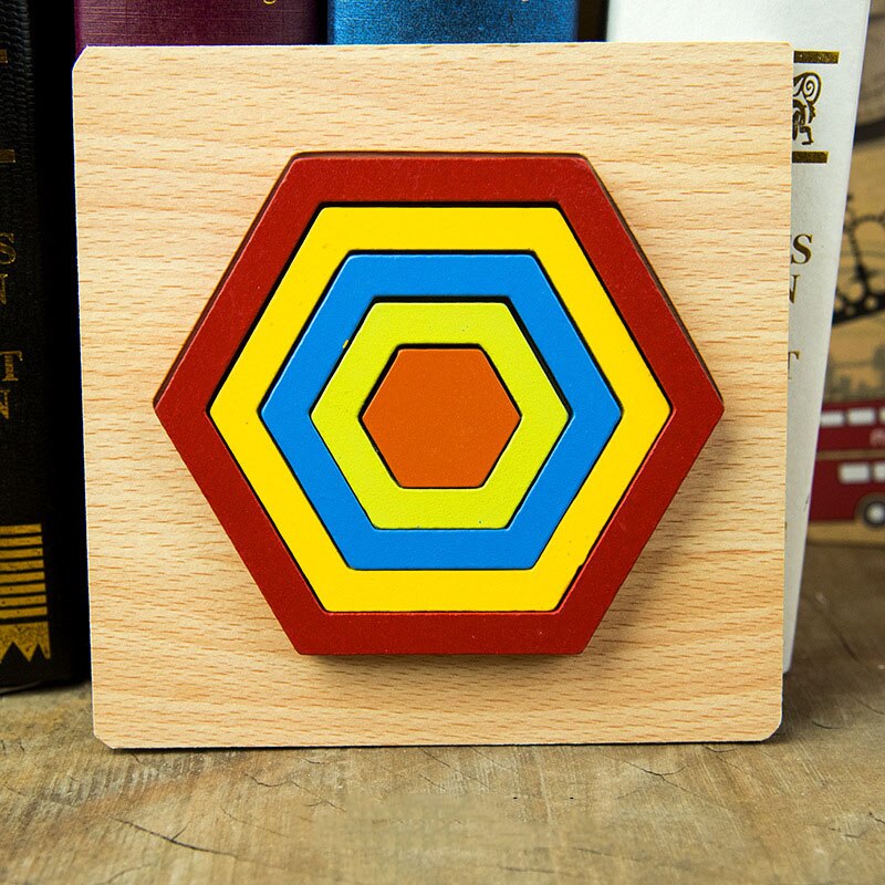 Bambini 3D Puzzle di Legno di Forma Geometrica Colorato Puzzle di Intelligenza Sviluppare Montessori Giocattoli Educativi Per I Bambini Del Bambino: D