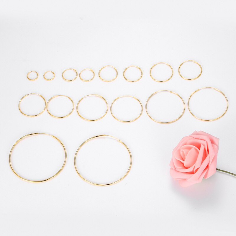 Mode 100% Echt 925 Sterling Zilveren Enorme Oorringen Vrouwen Dunne Hoepel Oorbellen Grote Ronde Oor Sieraden Voor Vrouwen meisje