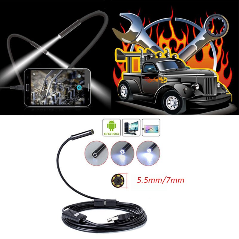 HuaWei XiaoMi Samsung Telefon Endoskop Kamera Android USB Endoskop Inspektion Kamera 5.5/7mm Objektiv 1m 2m 5m Draht Led Licht