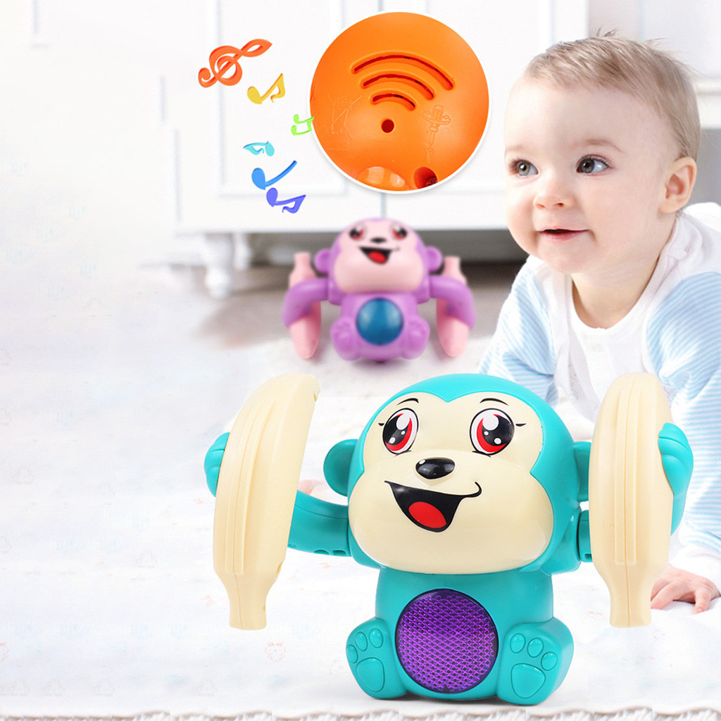 Baby Voice Control Rolling Little Monkey Toy Walk Sing Brain Game Electric Toys