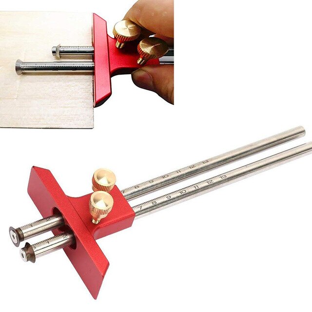 European Woodworking scriber , Woodworking Scribe-line Marking Device WoodWorking Crossed-out Ruler Tool: double red