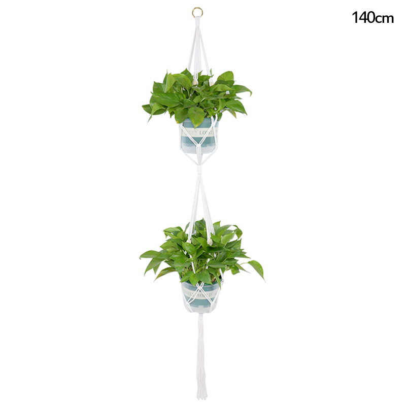 Panier suspendu en corde de coton et de chanvre pour plantes, Pot de fleur en macramé fait à la main, cintre pour plantes, fournitures de décoration intérieure et extérieure pour jardin de maison: vert militaire