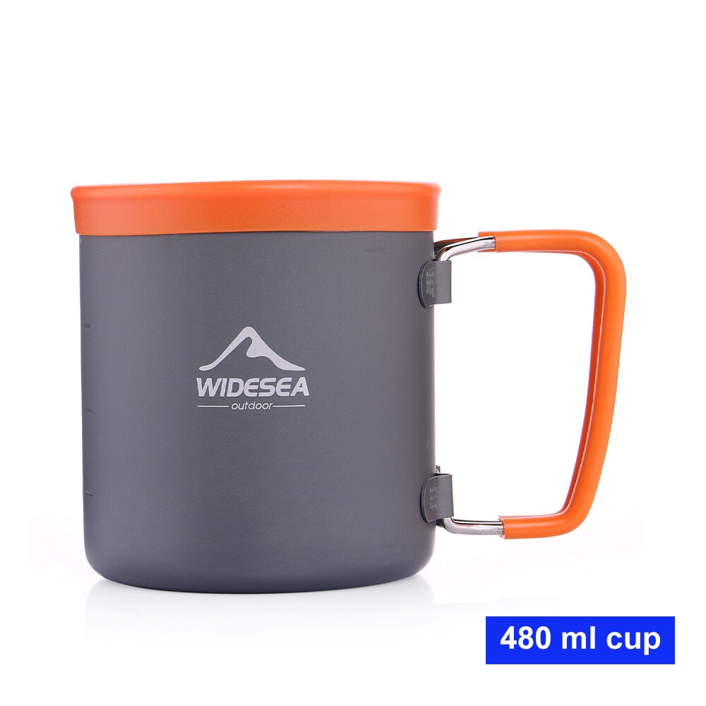 Widesea campeggio tazza di alluminio tazza da esterno turismo caffè bevanda cottura stoviglie attrezzatura da picnic trekking turistico escursionismo viaggi: 480ml cup