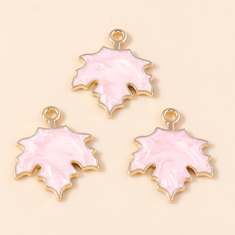 Dijes de Hojas de arce de otoño esmaltado, 10 piezas, 18x22mm, para fabricación de joyas, colgante, collar, llavero, artesanía hecha a mano: orange