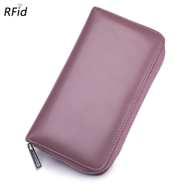 Leather RFID Blocking Credit Card Holder Men Anti Theft Travel Passport Long Wallet Women Business ID Holder 36 Cards Purse: Taro purple