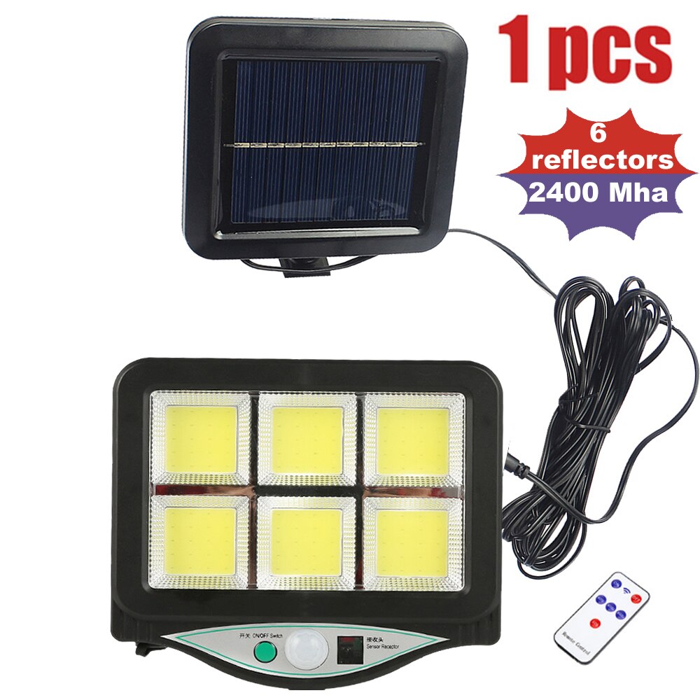LEDs Solar Panel Power Light PIR Motion Sensor Separable Wall Lamp Outdoor Path Yard Garden Fence Night Light remote 3 modes: 2400Mha 6COB 1pcs