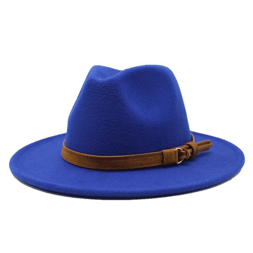 Sombrero Fedora de fieltro de lana para mujer, sombrero con estampado de leopardo, ala ancha, Panamá, informal, Formal, de invierno, tendencia de: Dark blue