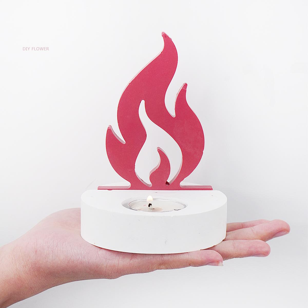 Portavelas de llama, molde de silicona 3D estilo Agni, candelabro de hormigón de yeso, soporte de lámpara hecho a mano, molde para decoración del hogar