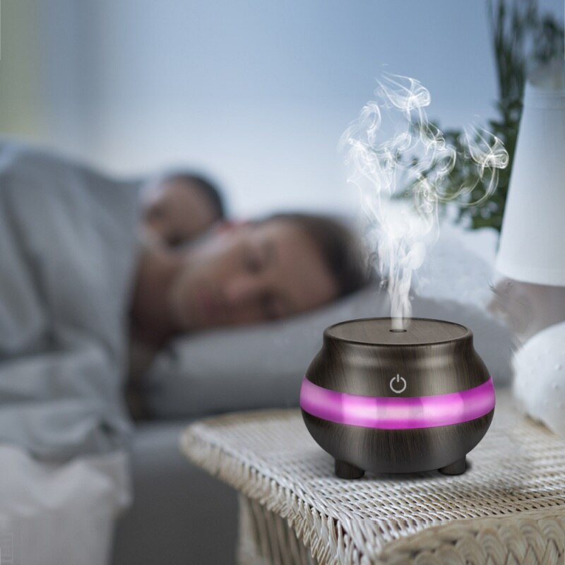 USB Mini Wood Grain Air Humidifiers Aromatherapy Ultrasonic Humidifier Diffuser With Color Changing LED for Home SK1