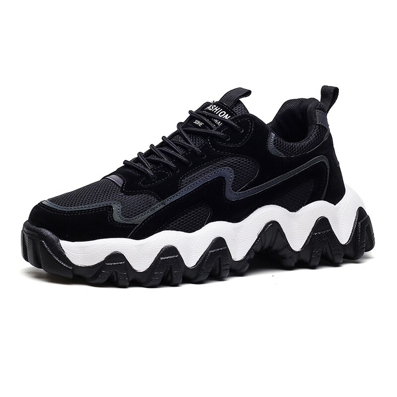 mesh sko herre uformelle komfortable pustende joggesko lette sklisikker plattform gå joggesko zapatillas hombre: Svart / 7